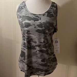 RBX Green Camo Print Workout Tank Racerback Moisture Wicking Ladies Large